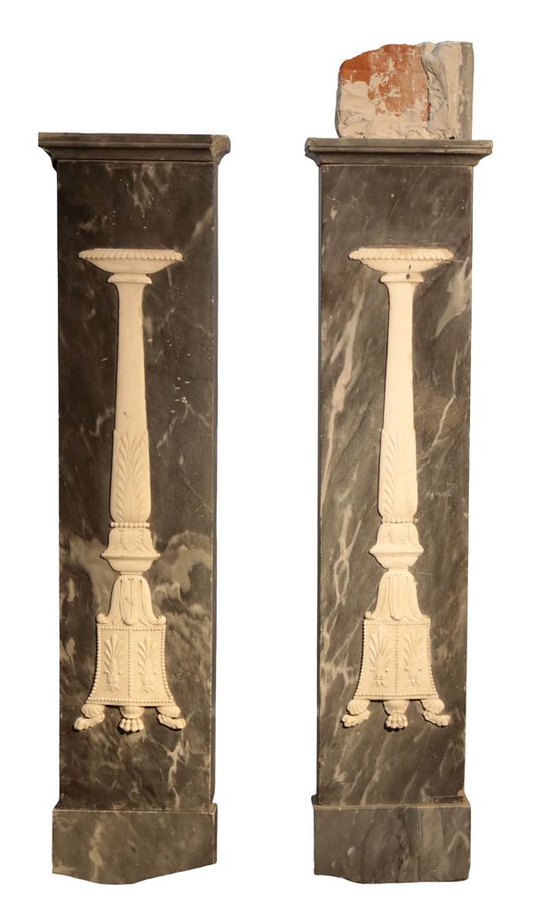 A FRENCH GREY MARBLE CHIMNEYPIECE