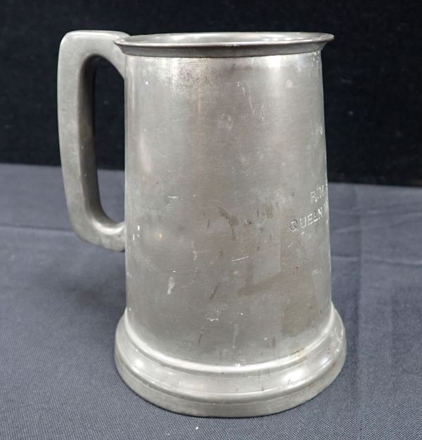 R M S QUEEN MARY, A PEWTER BAR TANKARD