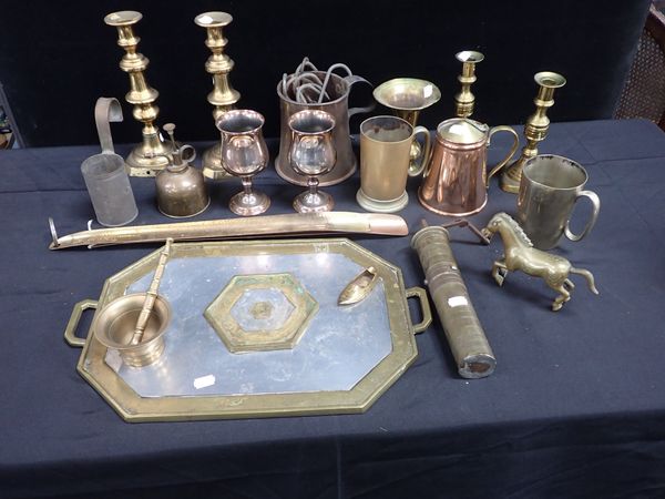 A COLLECTION OF DOMESTIC BRASS AND