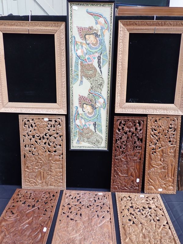 A COLLECTION OF  BALINESE CARVED HARDWOOD PANELS