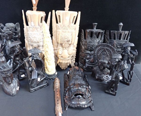 A COLECTION OF BALINESE HARDWOOD CARVINGS