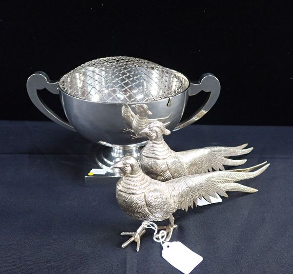 A  HEAVY GAUGE SILVER-PLATED ROSE BOWL