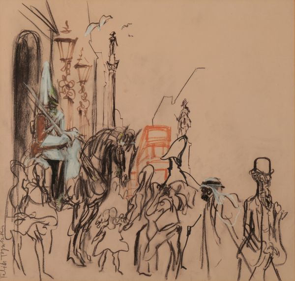 *FELIKS TOPOLSKI (1907-1989) London street scene with figures