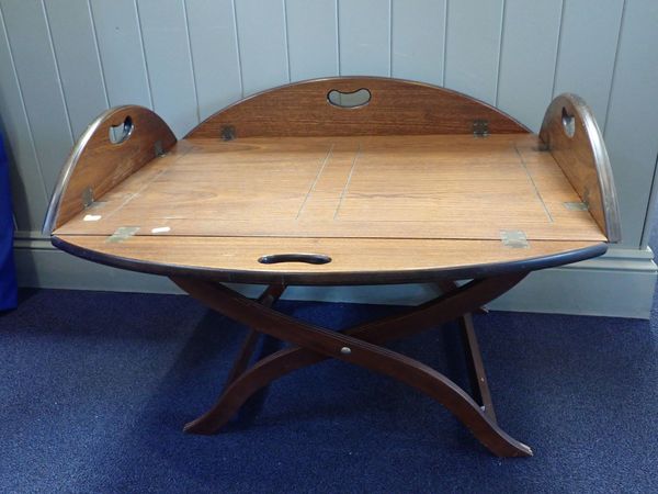 A REPRODUCTION BUTLER'S TRAY AND STAND