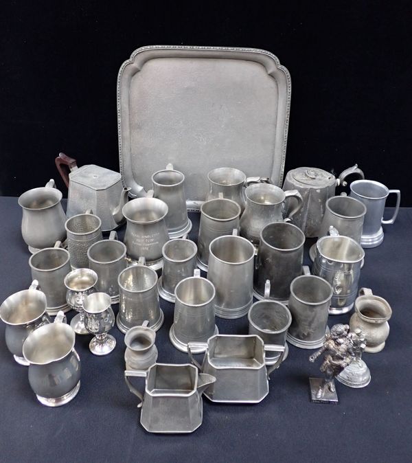 A QUANTITY OF PEWTER WARE