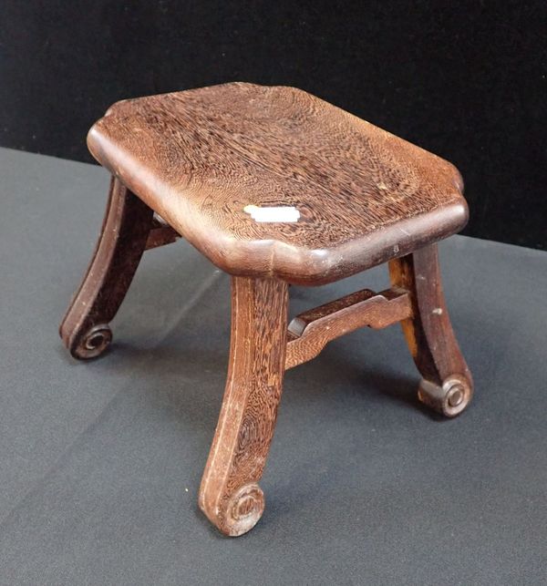 A SMALL CHINESE HARDWOOD STOOL