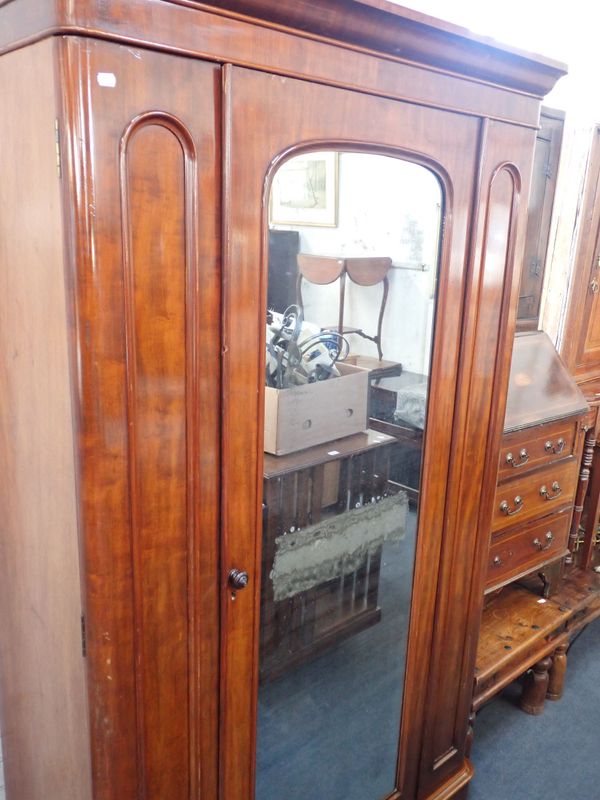 A VICTORIAN MAHOGANY SINGLE WARDROBE