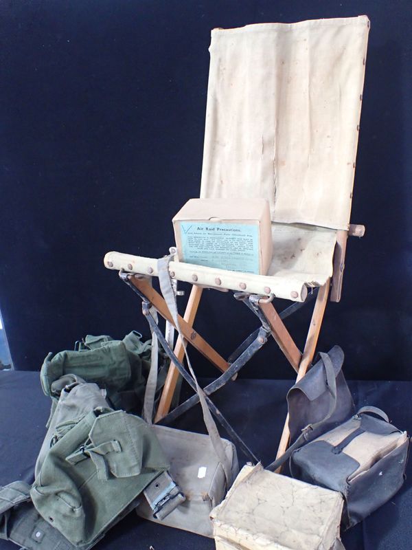 MILITARIA, INCLUDING A CANVAS FOLDING CAMPAIGN CHAIR