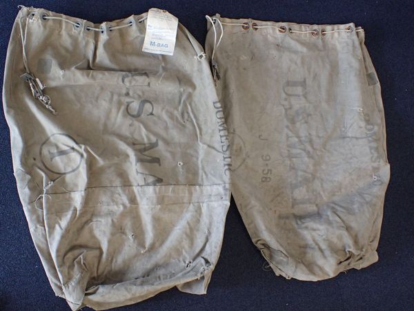 TWO VINTAGE U.S.A. MAILBAGS