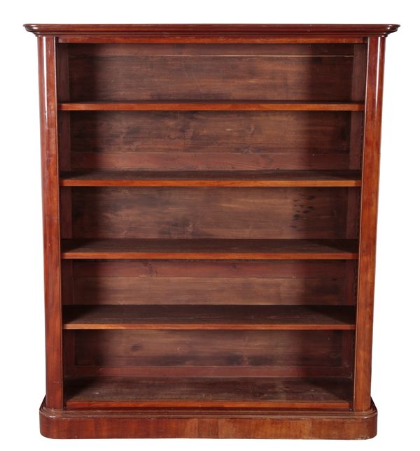 A VICTORIAN MAHOGANY OPEN BOOKCASE