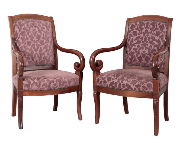 A PAIR OF FRENCH EMPIRE STYLE ARMCHAIRS