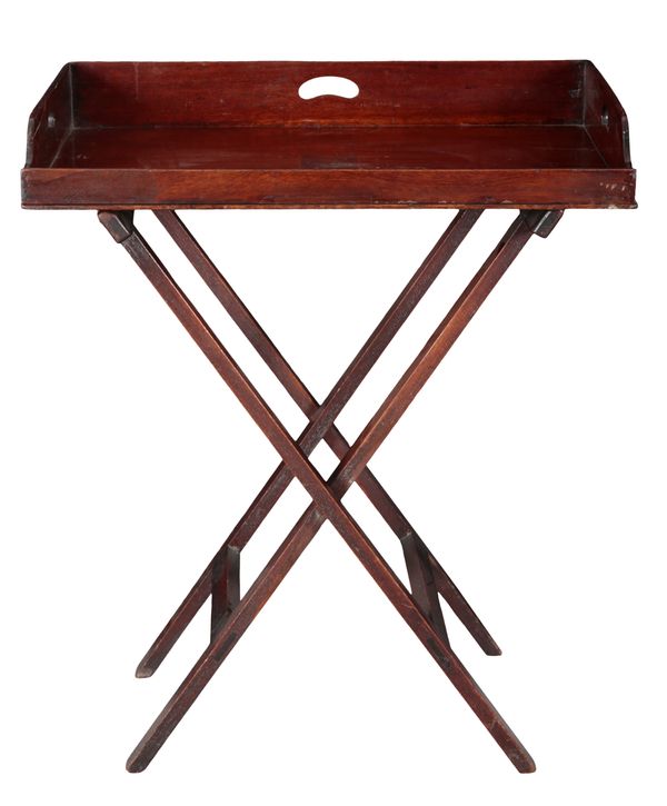 A MAHOGANY BUTLERS TRAY ON STAND