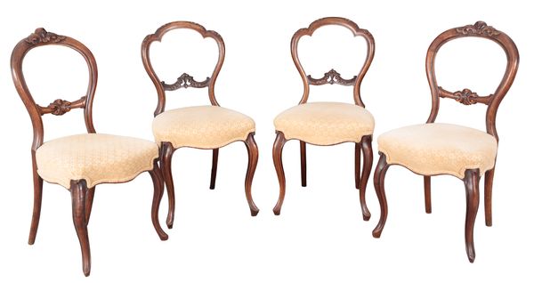 TWO SIMILAR  PAIRS OF VICTORIAN BALLOON BACK CHAIRS