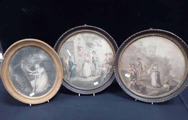 A PAIR OF 19TH CENTURY STIPPLE PRINTS IN CIRCULAR FRAMES