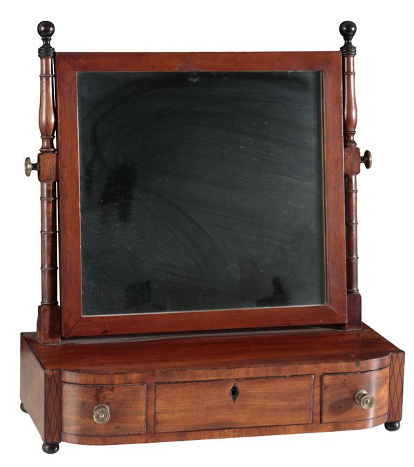 A REGENCY MAHOGANY AND EBONY MOUNTED DRESSING MIRROR