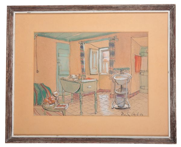 MANNER OF FREIDA LOCK (1902-1962) An interior scene