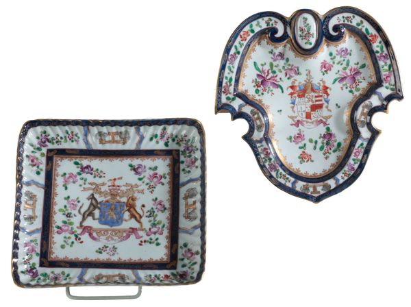 TWO SAMSON PORCELAIN ARMORIAL PLATES