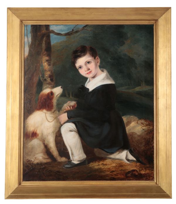 ENGLISH SCHOOL, EARLY 19TH CENTURY A portrait of a young man and spaniel