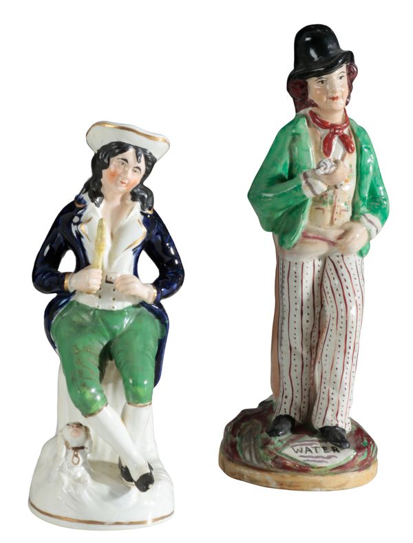 A VICTORIAN STAFFORDSHIRE POTTERY FIGURE, ‘WATER/GIN’