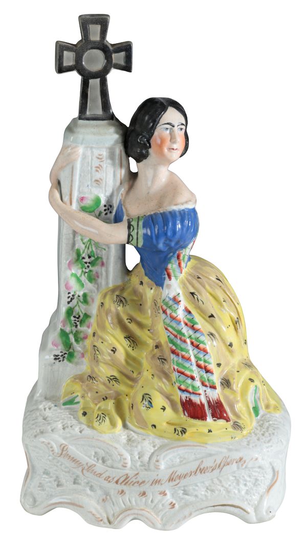 A VICTORIAN STAFFORDSHIRE POTTERY FIGURE, ‘JENNY LIND AS ALICE IN MEYER-BEER’S OPERA’