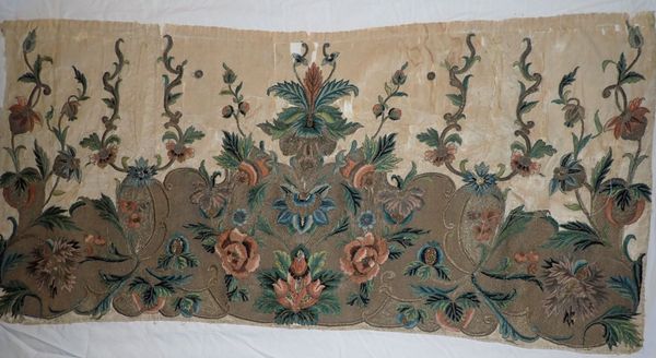 AN 18TH CENTURY EMBROIDERED PANEL