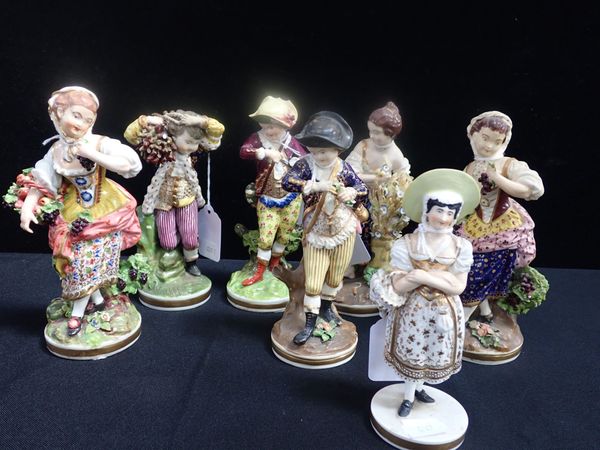 SEVEN EARLY 19TH CENTURY DERBY AND BLOOR DERBY PORCELAIN FIGURES