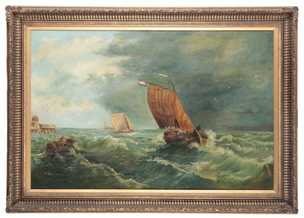 ASCRIBED TO N. HILL, Fishing boats in stormy seas