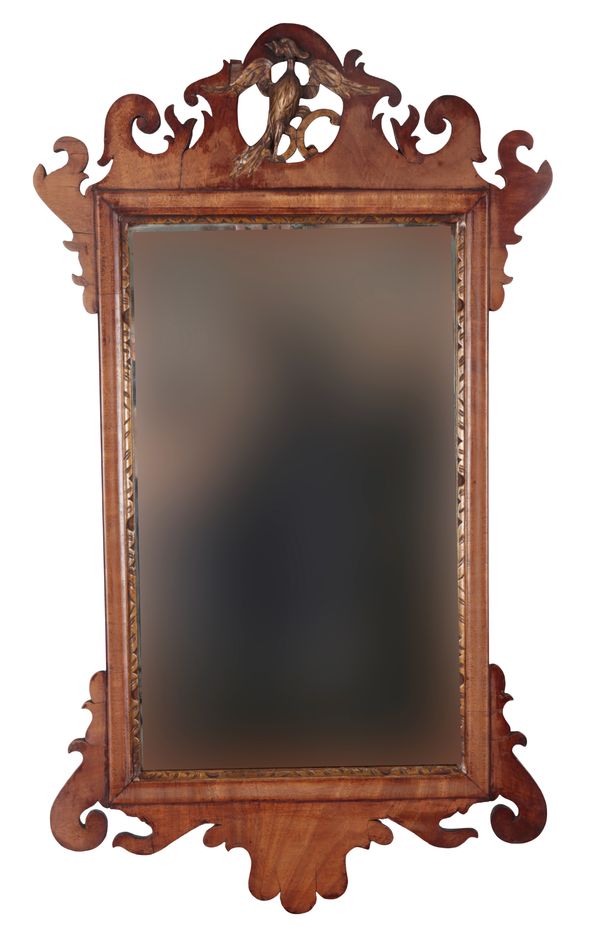 TWO SIMILAR GEORGE II STYLE MAHOGANY AND PARCEL GILT MIRRORS