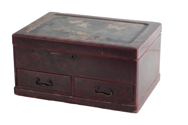 A JAPANESE RED LACQUER DRESSING BOX