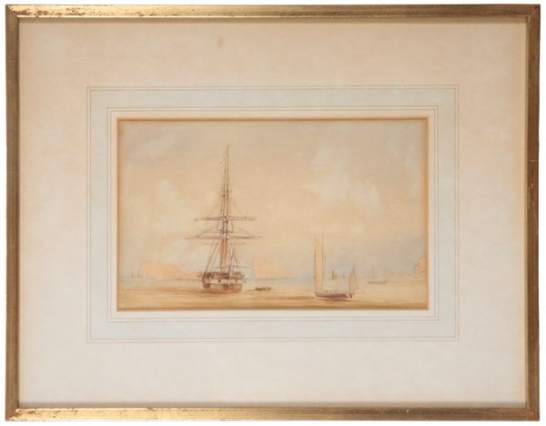 W. MASTERS (20TH CENTURY SCHOOL) A three-masted ship at low water