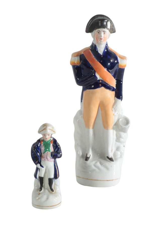 TWO STAFFORDSHIRE POTTERY FIGURES, NELSON AND NAPOLEON