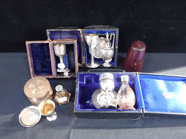 A SILVER TRAVELLING COMMUNION SET