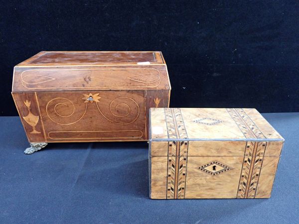 A REGENCY MAHOGANY SARCOPHAGUS SHAPE TEA CADDY