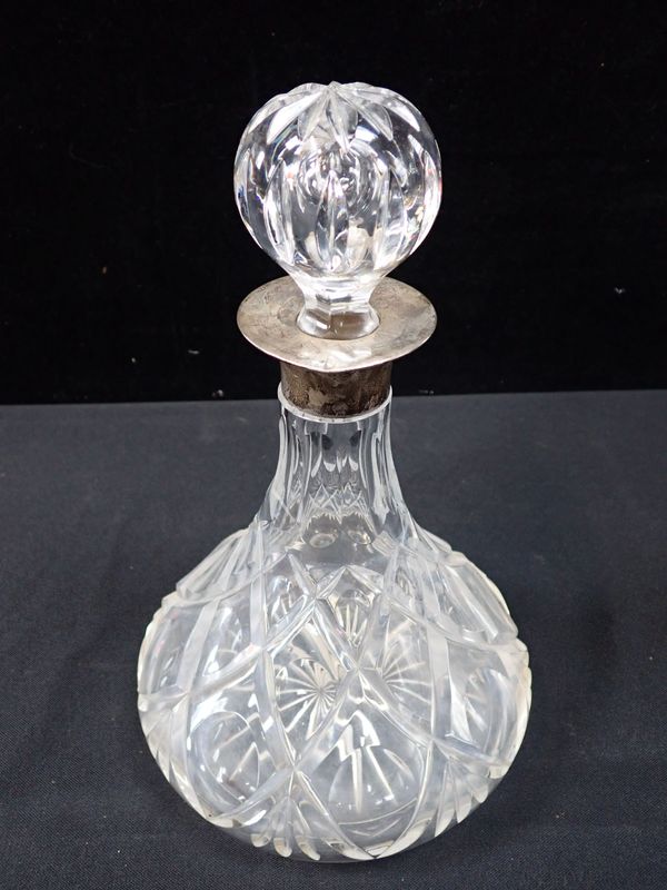 A SILVER-COLLARED SHIP'S DECANTER