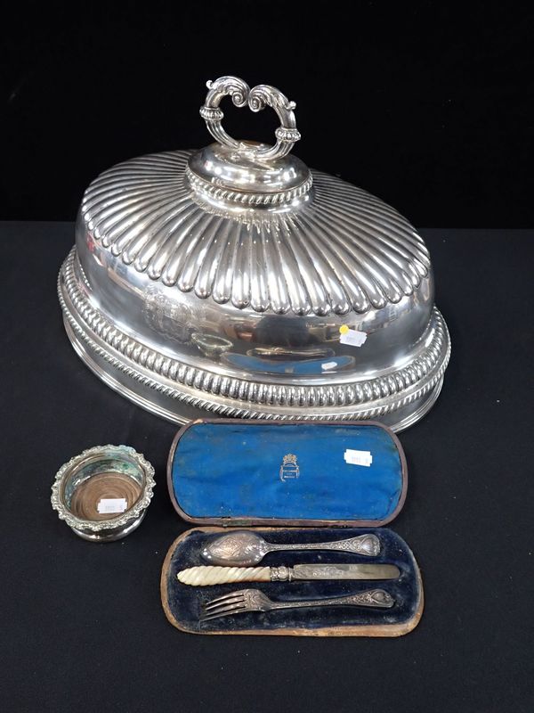 A VICTORIAN SILVER-PLATED DISH COVER