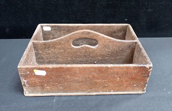 A 19TH CENTURY MAHOGANY CUTLERY CARRIER