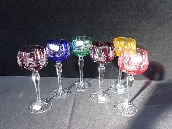 SIX BOHEMIAN HOCK GLASSES