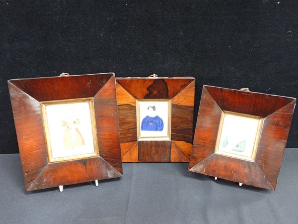 THREE EARLY 19TH CENTURY NAIVE/FOLK ART FAMILY PORTRAITS