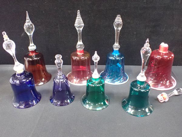 EIGHT VICTORIAN AND LATER GLASS BELLS