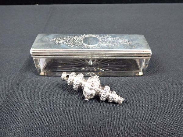 A SILVER-TOPPED DRESSING TABLE BOX