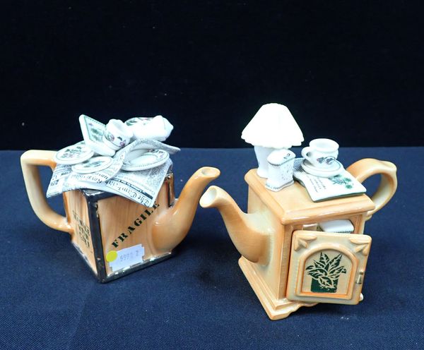 TWO PORTMEIRION NOVELTY TEAPOTS