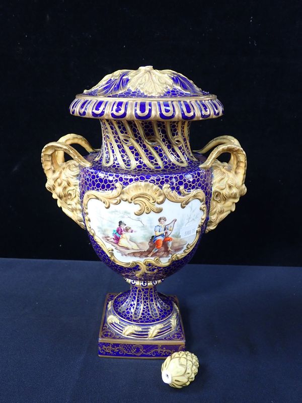 A FINE SEVRES STYLE VASE AND COVER