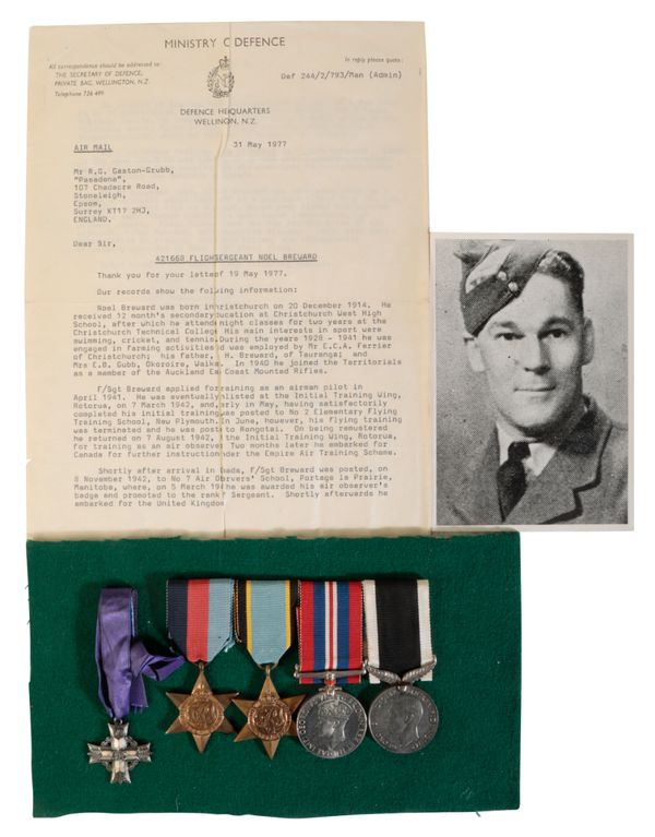 THE EMOTIVE CASUALTY GROUP OF FIVE AWARDED TO FLIGHT SERGEANT NOEL BREWARD OF 488 SQUADRON,