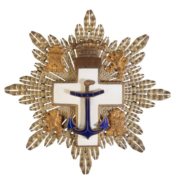 SPAIN. ORDER OF NAVAL MERIT, II CLASS BREAST STAR WITH WHITE DISTINCTION, 1938-1975 ISSUE