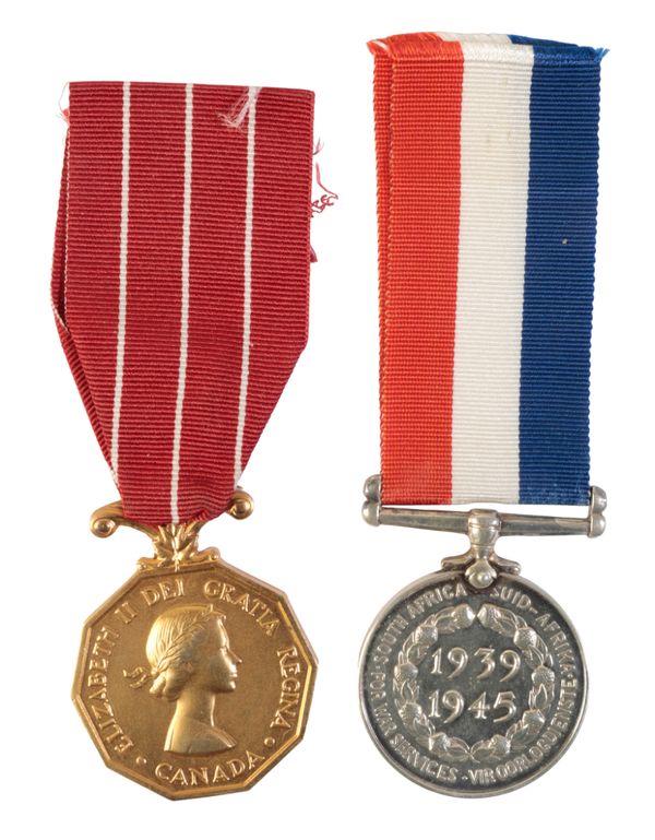 CANADIAN FORCES DECORATION, ELIZABETH II ISSUE AND SOUTH AFRICA MEDAL FOR WAR SERVICES, 1939-1946