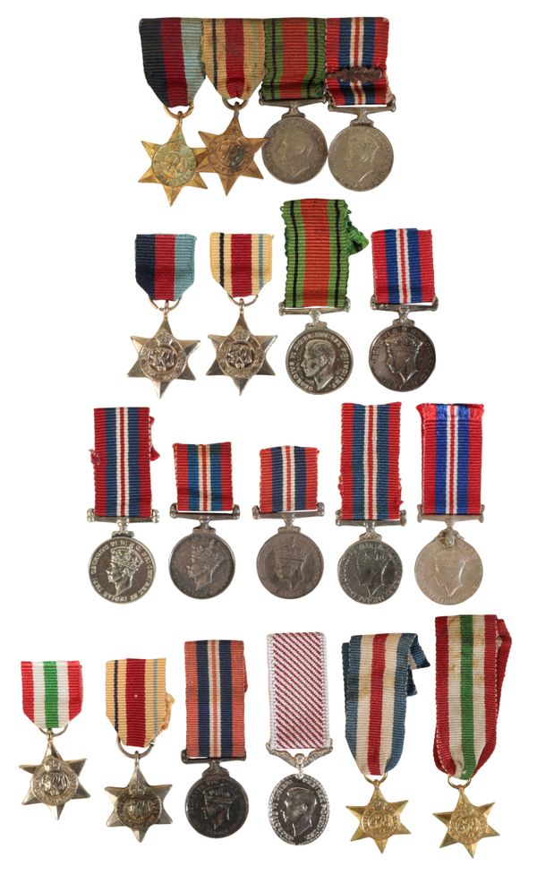 A COLLECTION OF MINIATURE WORLD WAR II MEDALS