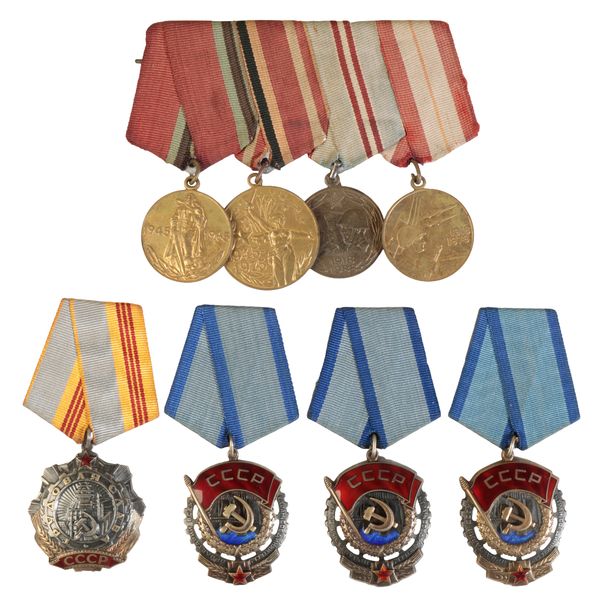 RUSSIA, SOVIET. FOUR ORDERS AND A GROUP OF FOUR MEDALS