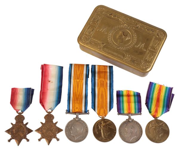 CASUALTY GREAT WAR MEDALS BELONGING TO A FATHER AND SON.