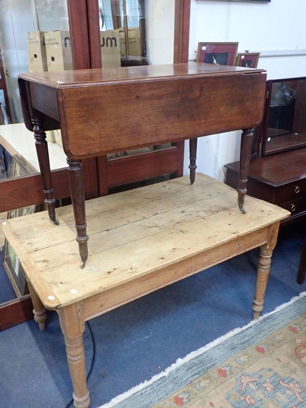 A 19TH CENTURY STRIPPED PINE KITCHEN TABLE