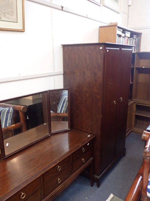 A MAHOGANY MID-CENTURY STYLE STAG DRESSING TABLE AND WARDROBE